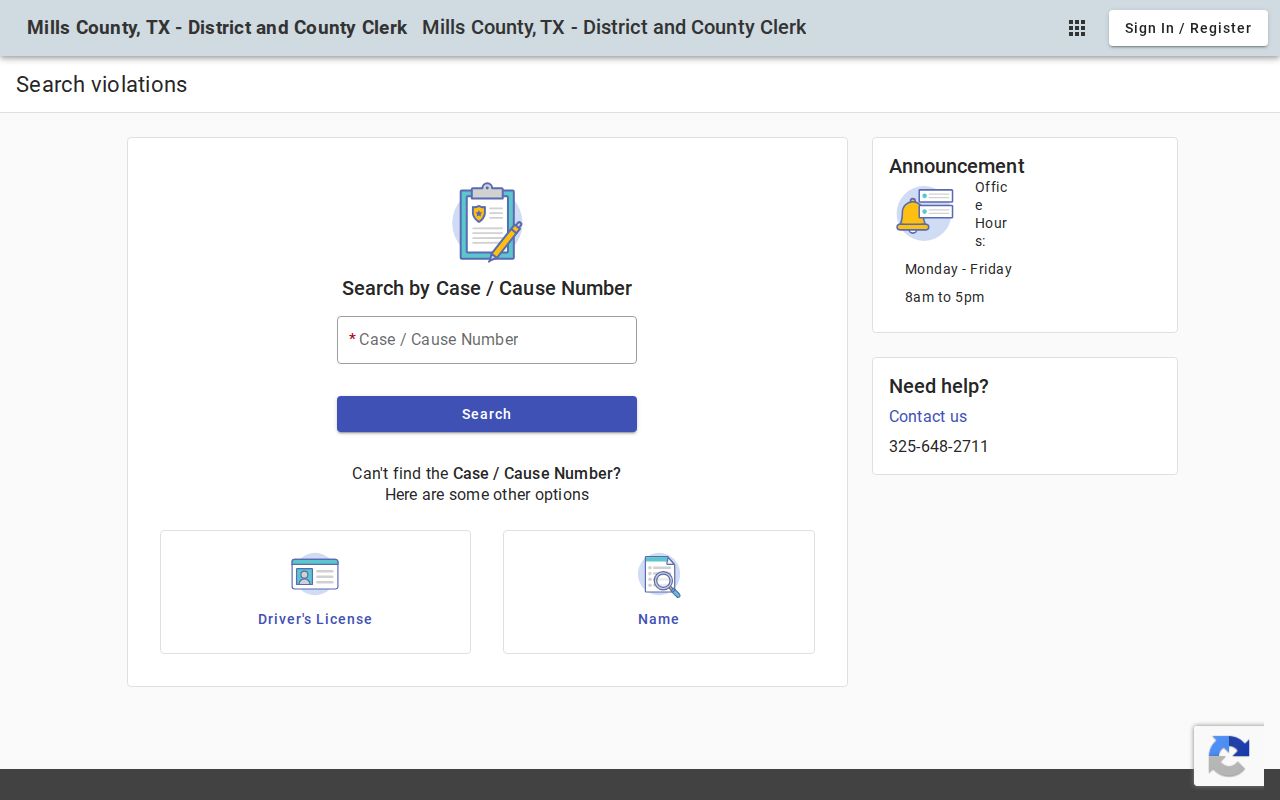 Goldthwaite citation payment record interface that is not a warrant database
