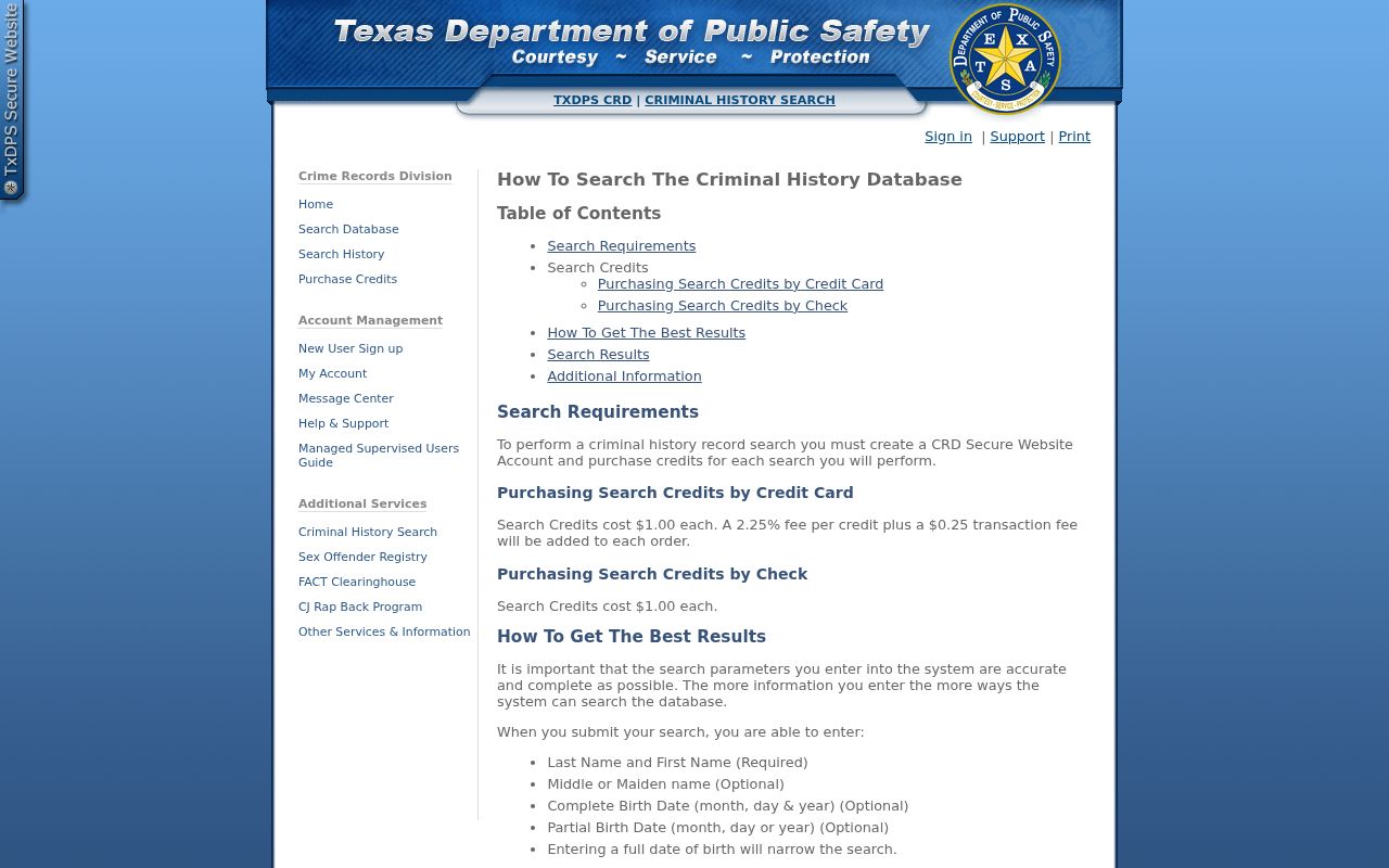 Mills County criminal record search help from Texas DPS