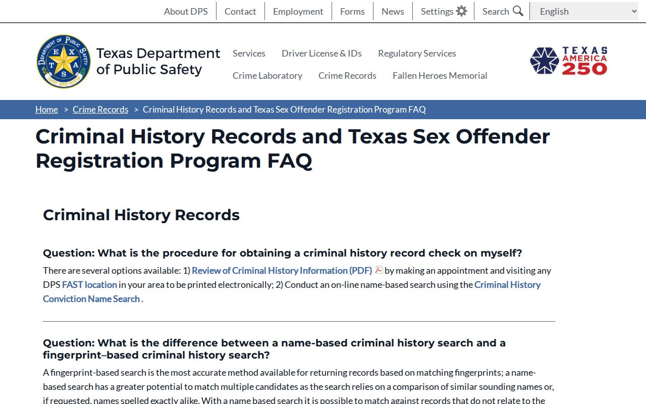 Mills County sex offender registry FAQ explaining public Texas profile fields